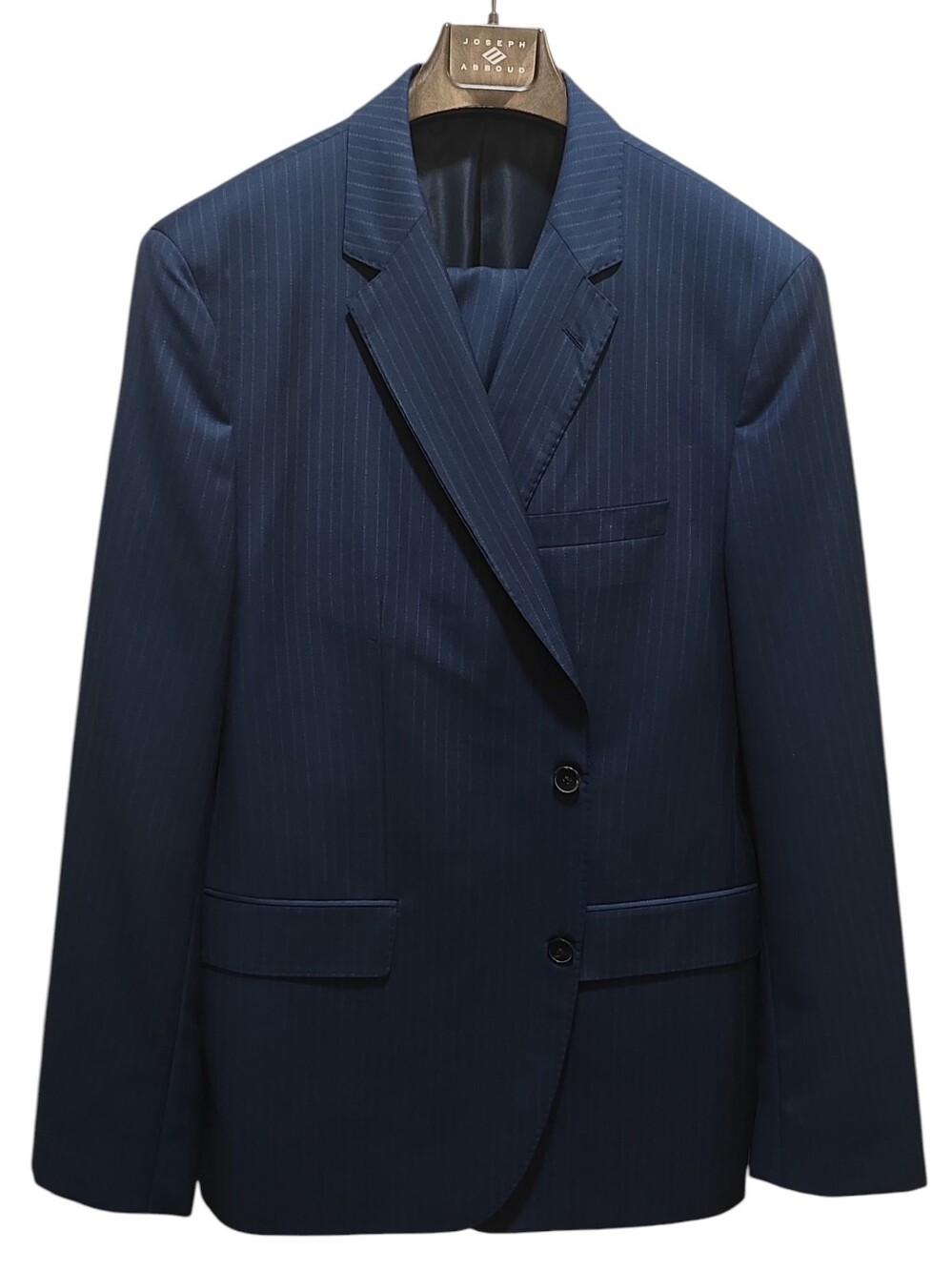 Hugo Boss Mens Navy Pinstripe Suit 48R Jacket 40 Waist Super 120s Italian Wool